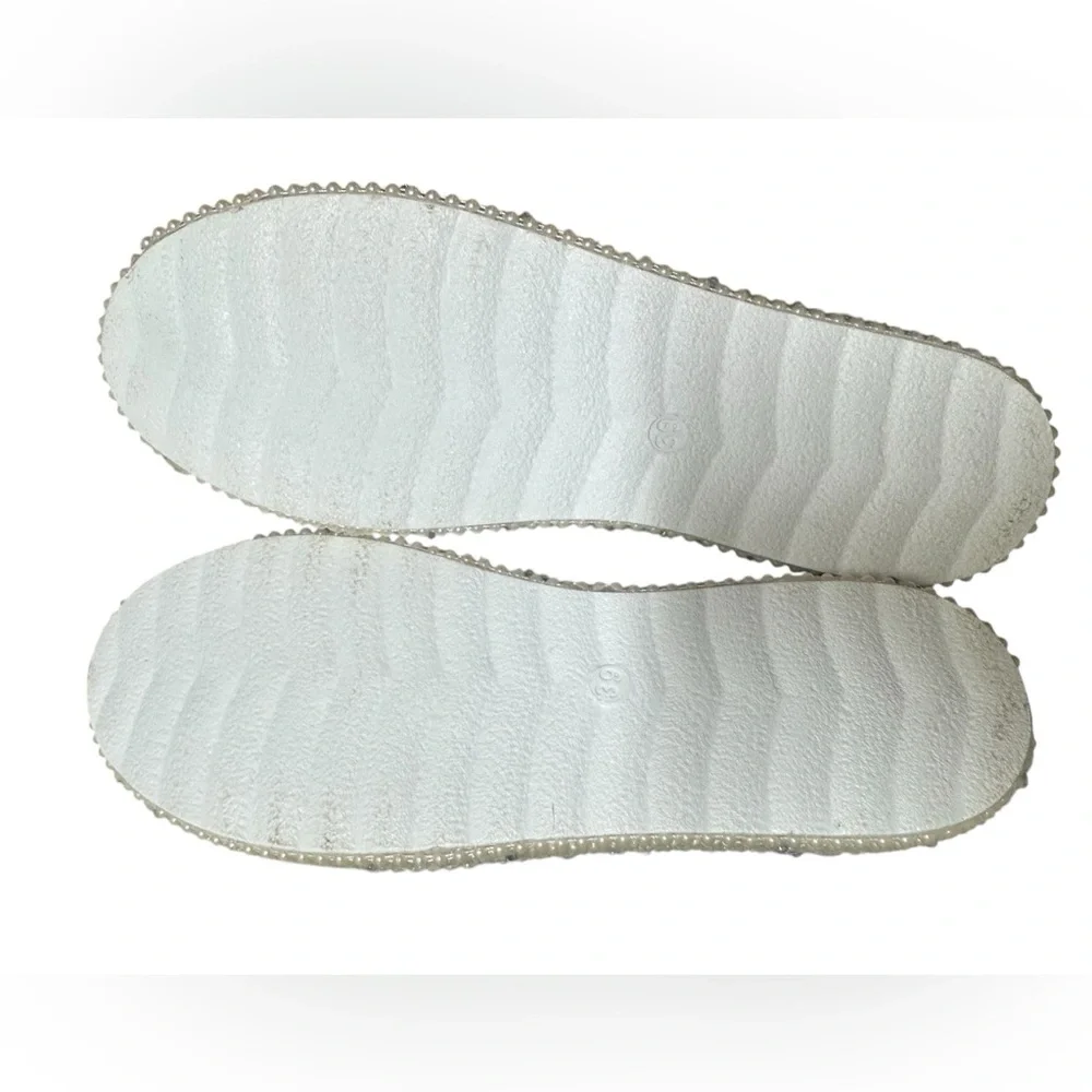 Stilo Cream Textured Espadrilles with Shimmery Finish|Made in Turkey.